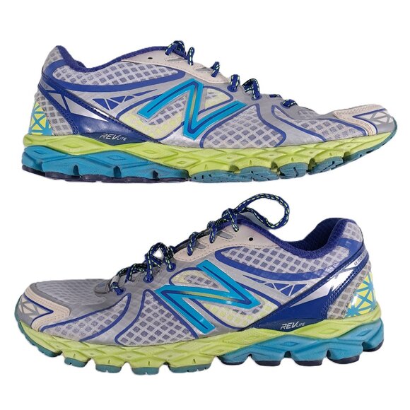 New Balance 870 V3 Running Shoes Women 9.5 B Blue Gray Yellow Athletic W870WB3 - Picture 1 of 16